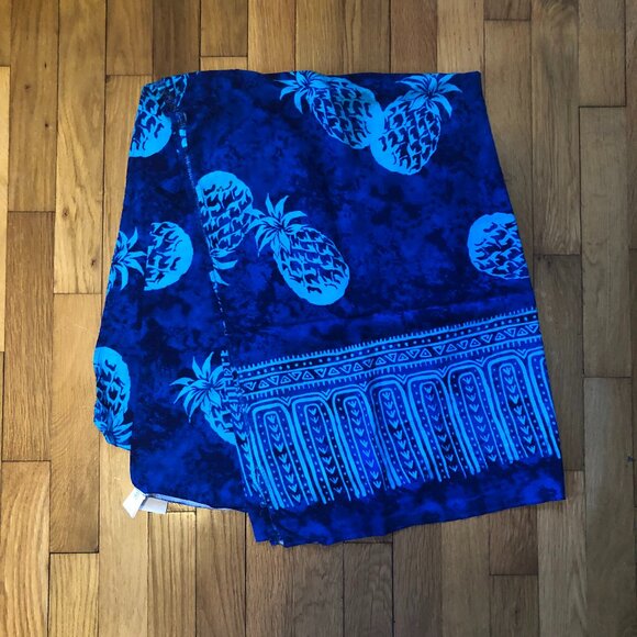 Blue Tropical Beach Cabana Pineapple Sarong One Size - Picture 1 of 2